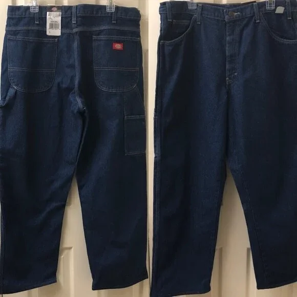 Dickies Men's Denim Blue Jeans Carpenter Utility Occupational Wear W38 Altered - Picture 6 of 13